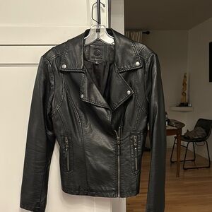 FAUX Black Leather Motorcycle Jacket